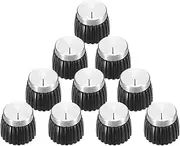 uxcell 10Pcs Guitar Amplifier Push on Fit Knobs for 6mm/0.24" Dia Potentiometer, Control Knob Black-Silver for Volume Tone Control, Guitar Bass Parts, Chrome