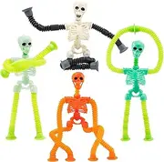 Telescopic Suction Cup Skeleton Toy, Shape Changing Telescopic Tube Halloween Skeleton Fidget Toys for Halloween Party Favor (4PCS)