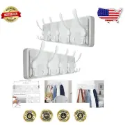 Heavy-Duty Wall-Mounted Coat Rack Set 5 Hooks - Rustic White Elegance