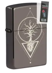 Zippo 49687 Heart Of Tree Design Black Ice Lighter + FLINT PACK