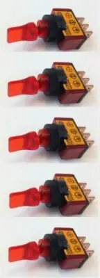 ILLUMINATED TOGGLE SWITCH ON/OFF 20 AMP 12VDC COLOR (5 PACK, RED)