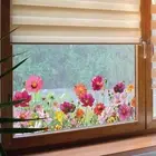Garden Flowers Window Sticker Glass Window Decal Decorative Ornament Home