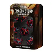 MDG Silicone 16mm Poly Dice Set - Dragon Storm Silicone Black Dragon Scales