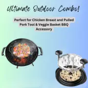 Round Grill with Handle Egg Veggie Basket & Chicken Breast and Pulled Pork Tool