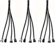 Diann PWM Fan Splitter Cable 4-Pin Sleeved Braided Adapter - 1 to 4 Computer PC Power Extension Converter for ATX Case 4-Pin/3-Pin Cooling (3pcs)