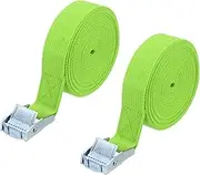 uxcell 1" x 18 ft Lashing Strap with Buckles, 2 Pcs Cam Buckle Tie Down Straps Adjustable Heavy Duty Secure Cinch Straps Up to 551 lbs for Cargo Kayak Bicycles, Fluorescent Green