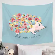 Cute Flowery Hedgehog Tapestry