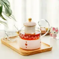 在飛比找蝦皮購物優惠-凱蒂貓櫻花玻璃水壺正版高顏值茶水分離養身泡茶壺可愛ins煮茶