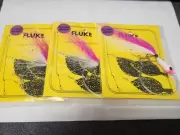 3 NJ Hand Tied Floating Jighead Pink/White w Hair Fluke/Summer Flounder Rig