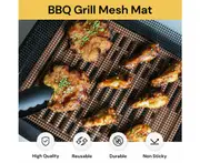 BBQ Grill Mesh Mat - Non-Stick, Heat-Resistant, Black