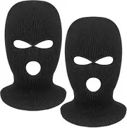 Pack of 2 3-hole knitted face cover Windproof and warm 3-hole design Padded skin-friendly inner fabric Skiing/cold-weather commuting/outdoor multi-scenario Adult Winter Frostproof Mask Set