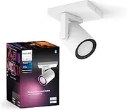 Philips Hue White & Colour Ambiance Argenta Single Spot Ceiling Light, Dimmable LED Spotlights for Hue System, Intelligent Voice and App Light Control, White
