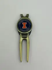 Illinois Fighting Illini Brass Divot Repair Tool with Golf Ball Marker