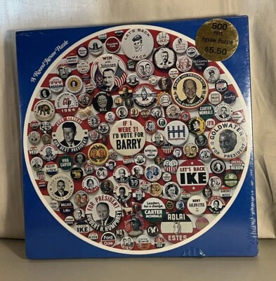 Eaton People's Choice Political Campaign Buttons Round Jigsaw Puzzle 500+ Pc NEW