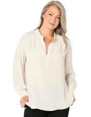 [Fella Hamilton] Desire V Neck Popover Blouse in Beige