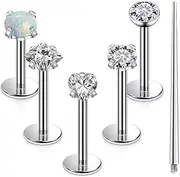 [Eakxnig] 16G Lip Rings Stud Flat Back Earrings Studs Titanium material is better than Surgical Steel Hypoallergenic For Women Men Nose Ring stud Labret Medusa Monroe Ashley Lip Piercing Jewelry
