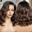Ombre Brown Bob Wig For Women Human Hair 13x4 Lace Frontal Wig Preplucked