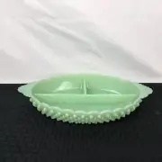 Mosser Glass Jade Hobnail Divided Relish Dish Green Jadeite Gigi Fenton mould