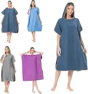 Mokani Microfiber Surf Poncho, Hooded Pool Swim Beach Towel, Wetsuit Changing Bath Robe, Absorbent & Quick Dry, Fits Women Men Adults