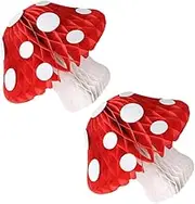 Cabilock 2 Pack Mushroom Honeycomb Decorations for Birthday Parties Home Decor Graduations Easy to Assemble Mushroom Ornaments