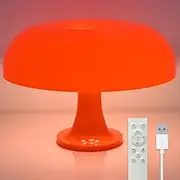 HHAUS Funky LED Mushroom Lamp (Orange) | Cute Night Light for Kids | USB Retro Living Room Lamp | Remote Controlled | Auto Timer | Relaxing Ambience and Mood Lighting | Living Room Home Decor Lighting