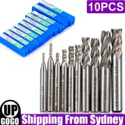10Pcs 4 Flute Milling Drill Bit Cutter HSS-Al Cutter End Mill CNC Tools 2-10mm