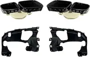 Car Rear Muffler Exhaust Tips Cover W/Frame Quad Tail Tip Compatible For Mercedes Benz W167 GLE53 AMG 2020-2022(Black)