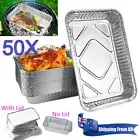 50X Aluminium Foil Tray Disposable Food Containers Takeaway Box BBQ Oven Baking~