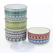 Signature Housewares Ceramic Bowl Set with Vented Lids, Serving Bowls with Lids,