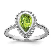 14k White Gold Pear Peridot Ring