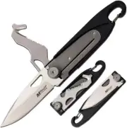 6.5" MTECH USA MANUAL MULTI-TOOL POCKET KNIFE BLADE CARABINER RESCUE HOOK P-CLIP