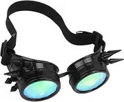 [DAUZ] Kaleidoscope Glasses Rubber Band Steampunk Goggles Size Retro Adjustable Nose Rest PC ABS (Black)
