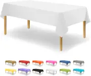 12-Pack White Disposable Tablecloths 54"×108″ – Rectangle for Parties & Weddings