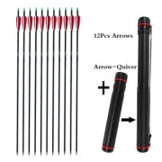 Archery 12PCS Hunting 30" Arrows Carbon Shafts Arrows SP500 & Arrows Quiver