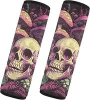 GAIREG Skull and Purple Mushroom Seat Belt Strap Cover Shoulder Strap Pad Seatbelt