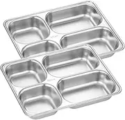 MOLUCKFU Boys and Girls Plates Dividers 2pcs Stainless Steel Compartment Trays Safe for Toddlers School Lunch Trays