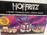 HOFFRITZ Non Stick Fondue Pot Hot Plate 2 Quart Stainless Steel Maker SET NEW