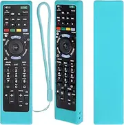 Protective Silicone Remote Case for Sony RMT-TX102U RMF-TX200U RMT-TX200U RMF-TX300U Smart Android TV Voice Remote Controller Washable Anti-Lost Remote Cover with Loop (Glow in Dark Blue)