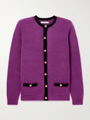 [Alessandra Rich] Alessandra Rich - Alpaca-blend Cardigan - Violet - IT44 IT 44 Purple
