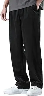 Men's Corduroy Sweatpants Lightweight Straight Leg Loose Fit Joggers Pants Drawstring Elastic Waist Workout Pants