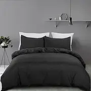 ForZzz 2000TC Black Hotel Soft Microfiber Quilt Cover Set Queen Size,3 Pieces Duvet/Donna Cover Set, 1 Quilt Cover Zipper Closure & 2 x Pillowcases(Queen,Black)
