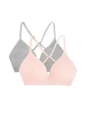 Girls' Seamless Soft Cup Bra, 2-Pack 36 Grey Heather/Blushing Rose