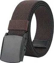 [LionVII] Belts for Men - Elastic Stretch Belt with YKK Plastic Buckle - Breathable Canvas Waist Belt for Work Outdoor Cycling Hiking, Adjustable Trim to Fit 28-49" Waist