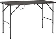 Folding Garden Table, Outdoor Camping Table Fold Up Trestle Table Portable Picnic Table Folding Garden Table Brown 120x60x74 cm HDPE Rattan Look