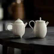Handmade Grass Wood Gray Glazed Teapot Tripod Infusions Pot Tea Ceremony