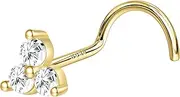 [KASFREE] 925 Sterling Silver Nose Stud 20G Corkscrew Nose Ring Tiny Nose Studs Gold Nose Stud Hypoallergenic Nose Piercings for Women
