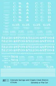 K4 O Scale Decals Colorado Springs Cripple Creek District Flatcar Gondola White