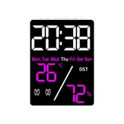 5.5 inch Digital Alarm Clock, Indoor Humidity and Temperature Measurement with LED Display, Adjustable Brightness Clock with Dual Alarms USB Input, Rose