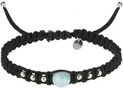 [Les Poulettes Jewels] Shamballa Bracelet Silver and Blue Dominican Larimar
