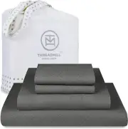 Luxury 100% Cotton Queen Bed-Sheets - 800 Thread Count Jacquard Celine Dark Grey